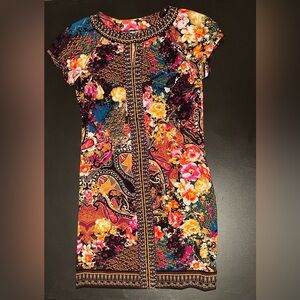 Beige by eci Multicolor Floral Paisley Knee Length Dress